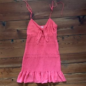 Victoria + Sophia pink smocked dress with ties